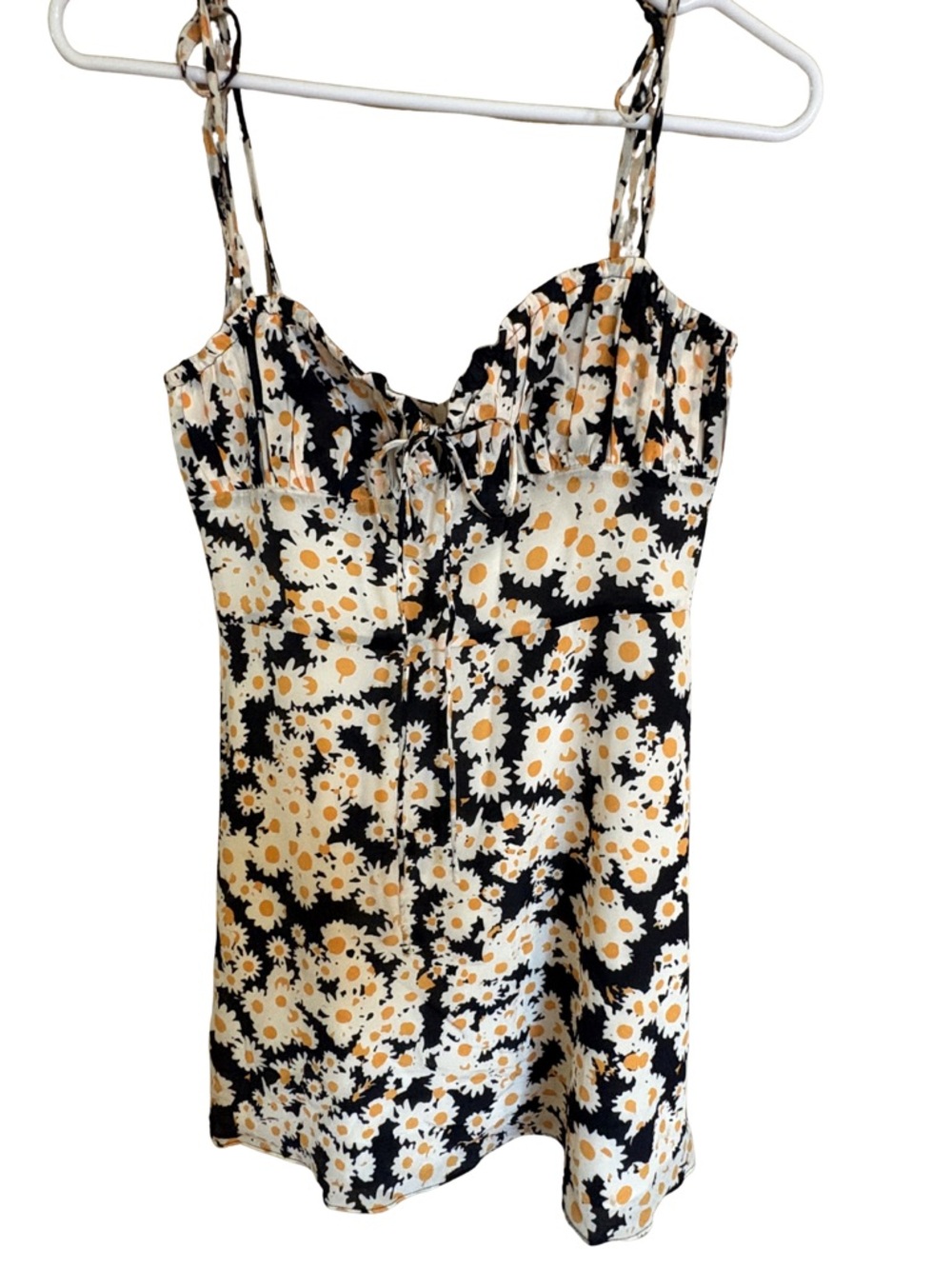 Realisation Par Devon Flower Power Silk Mini Dress Tie Front XS Daisy